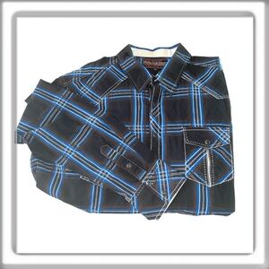 Rock & Roll Cowboy Long Sleeve Snap Front Shirt White Stitching Black Size XL